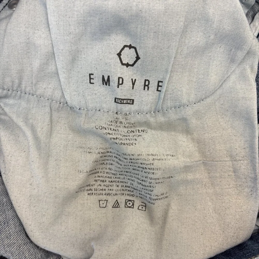 Empyre Denim Shorts Men's Size 34 Y2K Blue Distressed Cuffed Hem 11